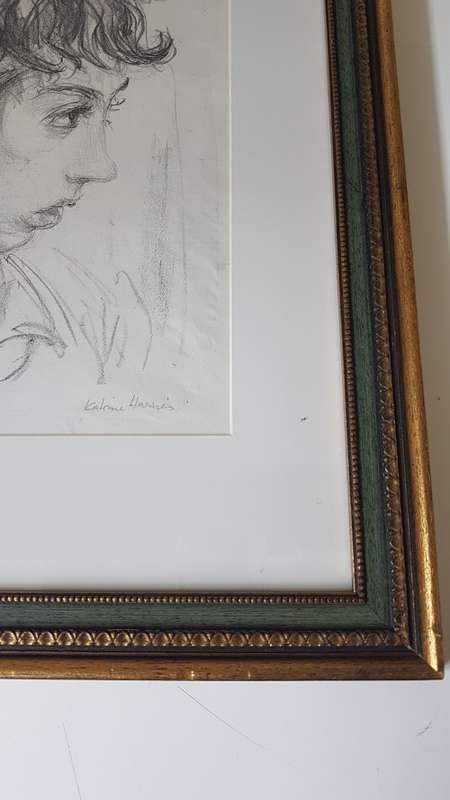 Katrine Harries (1914-1978). Malay Girl . Important Lithograph. SIGNED Limited 48/66