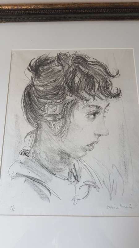 Katrine Harries (1914-1978). Malay Girl . Important Lithograph. SIGNED Limited 48/66