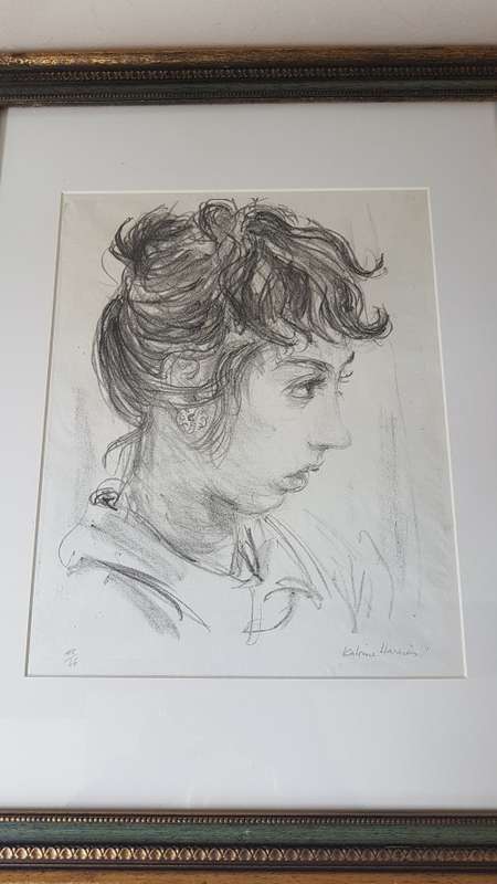 Katrine Harries (1914-1978). Malay Girl . Important Lithograph. SIGNED Limited 48/66