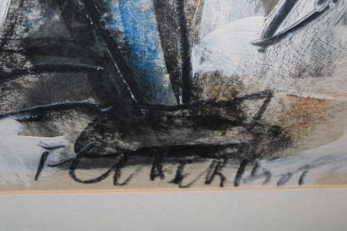 Frans Claerhout. Fisherman with fish.  Mixed Media Original Painting. Framed.