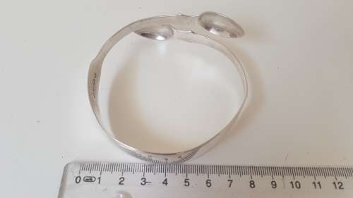 Spoon Bangle. 21 grams, Solid Sterling Silver. Engraved MM and with Full Hallmark, Maker`s Mark. NEW