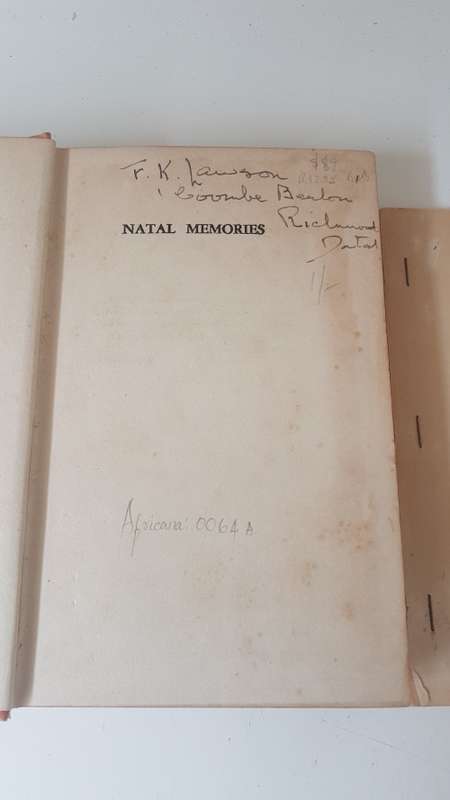 Natal Memories by Barbara Buchanan. With separate index compiled by Eric Rosenthal and Ena Cloete
