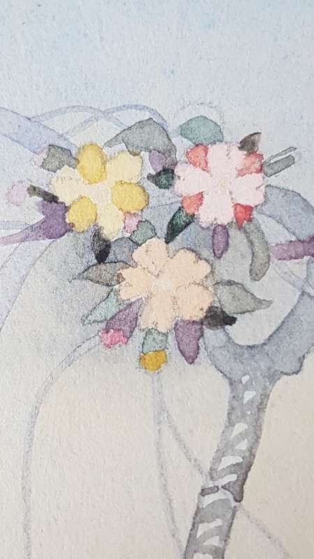 Frank Coombs (1906-1941)  Exquisite Art Deco Fine Watercolour and Enamel. Birds in a flowering tree