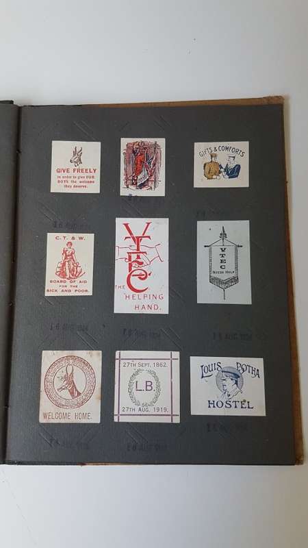 World War 1 Era Album with 165 Charity Labels/ Stickers  for War Effort + Rhodesia Lottery UNTOUCHED