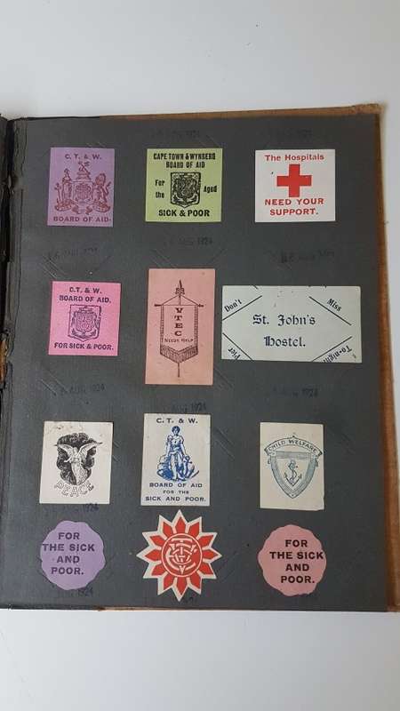 World War 1 Era Album with 165 Charity Labels/ Stickers  for War Effort + Rhodesia Lottery UNTOUCHED