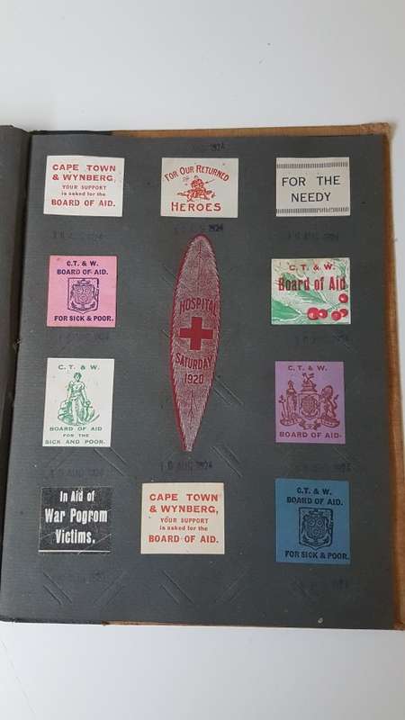 World War 1 Era Album with 165 Charity Labels/ Stickers  for War Effort + Rhodesia Lottery UNTOUCHED