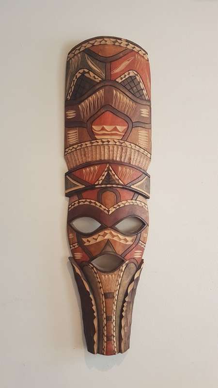 Ornate Mask. Solid wood intricately carved. 69 cm long. Excellent new condition.