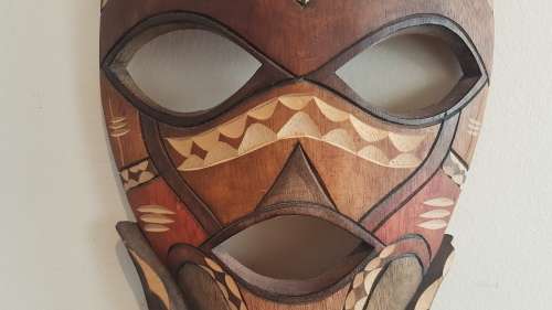 Ornate Mask. Solid wood intricately carved. 69 cm long. Excellent new condition.