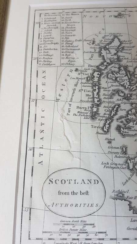 Scotland from the Best Authorities. Original 1794 map  by John Russell in new mount and frame.