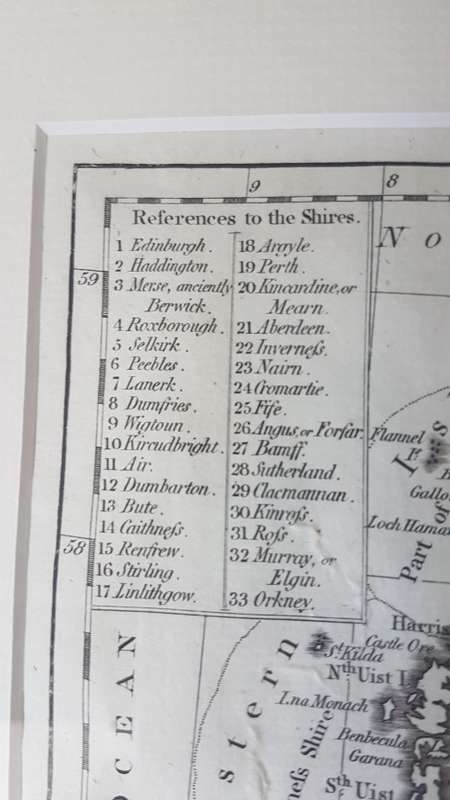 Scotland from the Best Authorities. Original 1794 map  by John Russell in new mount and frame.