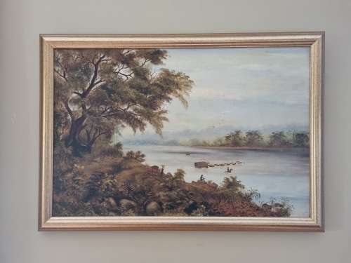 Joseph Forsyth Ingram (1858-1923 ). Crossing the Tugela. Original Oil, Large (75 x 50 cm)  cf Baines
