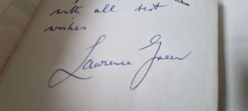 UNIQUE lifetime collection of 32 Lawrence Green books, 7 INSCRIBED AND SIGNED+HANDWRITTEN NOTE!