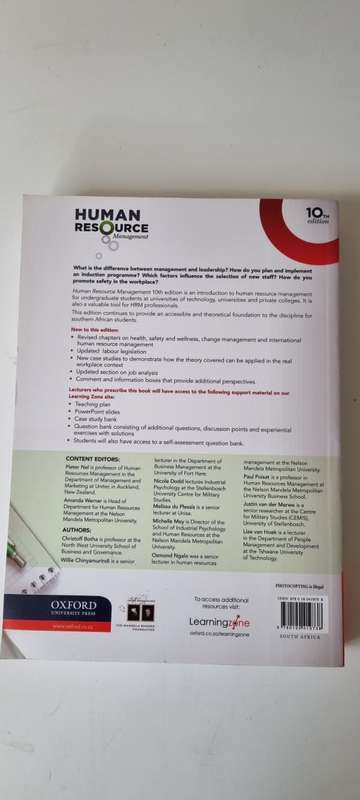 Human Resource Management. 10th Edition. By Nel and Werner. BRAND NEW AND UNREAD.