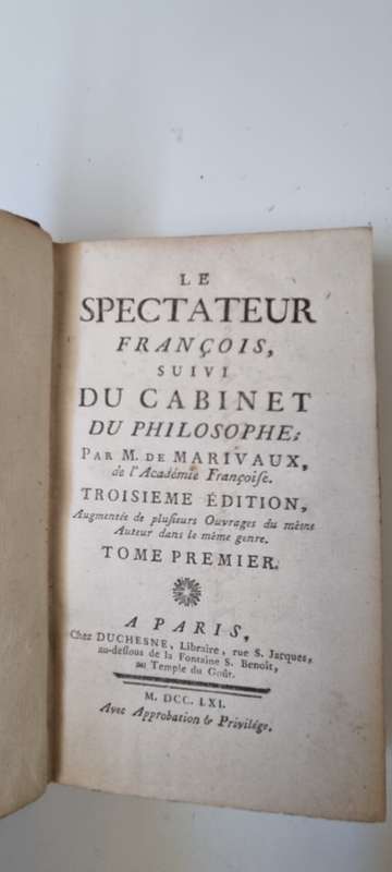 1761 set: Le Spectateur Francois by Pierre de Marivaux. Decorative gilt full leather binding!