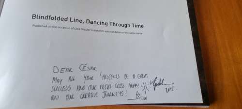 Blindfolded Line, Dancing Through Time. SIGNED AND INSCRIBED BY ARTIST LIZA GROBLER.