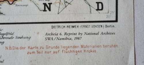 German 1904 War Map Richtersveld , Kriegskarte von Deutsch-Sudwestafrika. 1987 National Archives