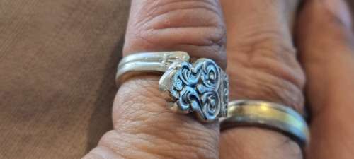 Sterling silver spoon ring , interesting design. 7.4 gram heavy.
