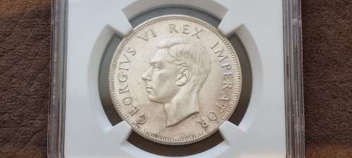 1938 South Africa 2.5 shillings ( half crown ) NGC graded AU 55.