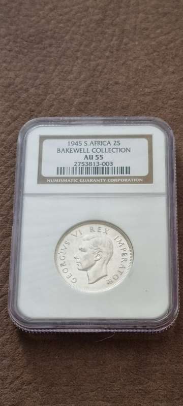 1945 South Africa 2 shillings ( florin ) NGC graded AU 55.