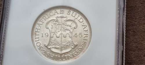 1945 South Africa 2 shillings ( florin ) NGC graded AU 55.