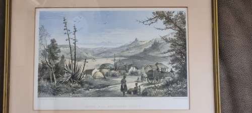 Thomas Bowler . Burns Hill Missionary Station. 1864  ORIGINAL  Victorian COLOUR Stone Lithograph.