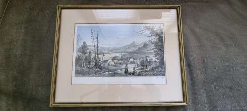 Thomas Bowler . Burns Hill Missionary Station. 1864  ORIGINAL  Victorian COLOUR Stone Lithograph.