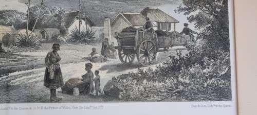 Thomas Bowler . Burns Hill Missionary Station. 1864  ORIGINAL  Victorian COLOUR Stone Lithograph.