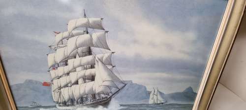 Peter Gerd Bilas . Sailing Ship in Table Bay. HAND SIGNED NUMBERED LIMITED EDITION PRINT. 122/200