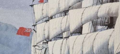 Peter Gerd Bilas . Sailing Ship in Table Bay. HAND SIGNED NUMBERED LIMITED EDITION PRINT. 122/200