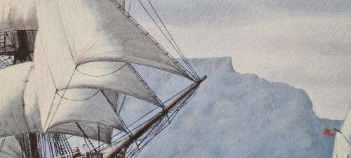 Peter Gerd Bilas . Sailing Ship in Table Bay. HAND SIGNED NUMBERED LIMITED EDITION PRINT. 122/200