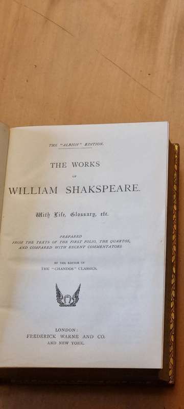 The Works of William Shakspeare. With Life. Prepared from the texts of the first folio. Shakespeare
