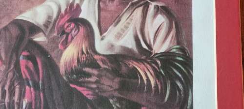 HAND SIGNED Vladimir Tretchikoff ( 1913- 2006 )  FRAMED Indonesian Cock -Fighter, c. 1943
