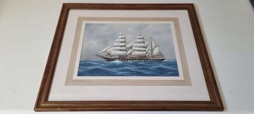 Luca Papaluca the elder (1890-1934).  Yacht Fantome II. Original bodycolour/gouache painting. Signed
