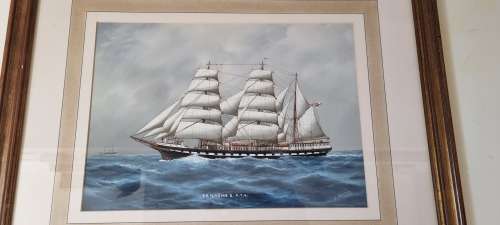 Luca Papaluca the elder (1890-1934).  Yacht Fantome II. Original bodycolour/gouache painting. Signed
