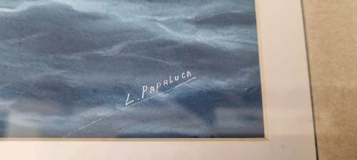 Luca Papaluca the elder (1890-1934).  Yacht Fantome II. Original bodycolour/gouache painting. Signed