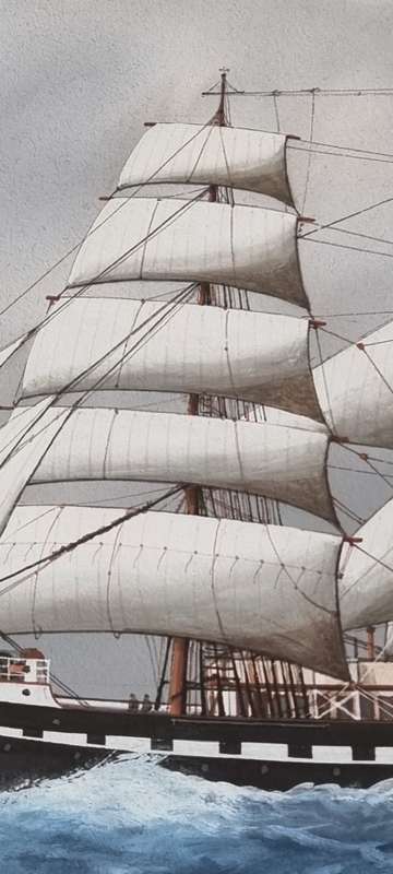 Luca Papaluca the elder (1890-1934).  Yacht Fantome II. Original bodycolour/gouache painting. Signed