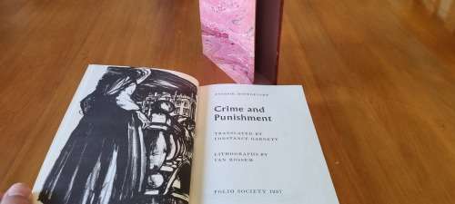 Dostoevsky. Crime and Punishment. De Luxe Red Leather Binding with Marbled Boards, Matching Slipcase