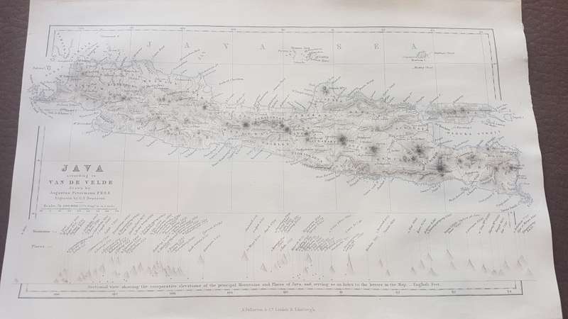 ORIGINAL 1856 MAP: Java according to van de Velde drawn by August Petermann. Engraved by Swanston.