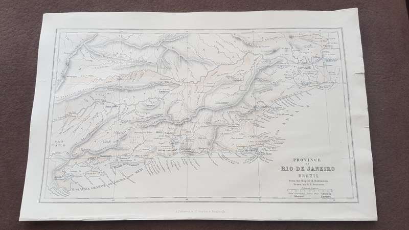 ORIGINAL 1856 MAP of the Province of Rio de Janeiro Brazil From the Map of H. Mahlmann. by Swanston