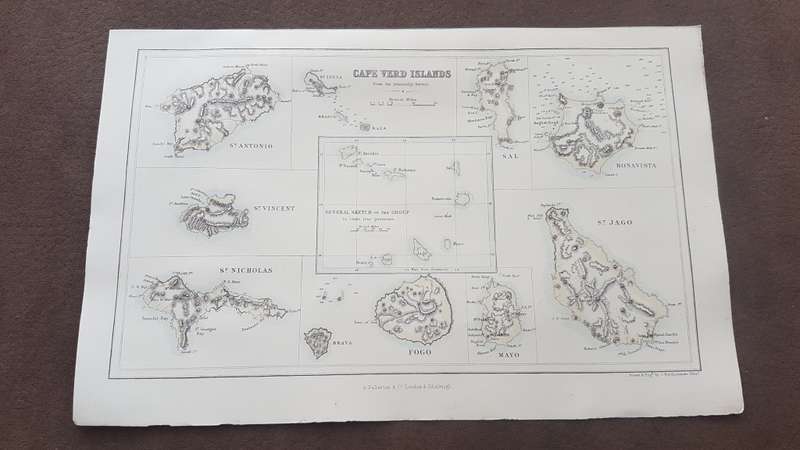 ORIGINAL 1856 MAP: Cape Verd Islands, From the Admiralty Survey ( Cape Verde Islands )