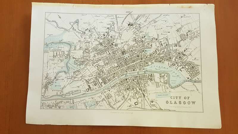 ORIGINAL 1856 MAP: City of Glasgow. Drawn and Engraved by Swanston. Fantastic fine detail.