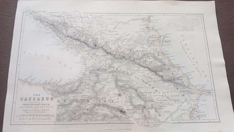 ORIGINAL 1856 MAP: The Caucasus according to Profr. Dr. Karl Koch with additions from other Sources