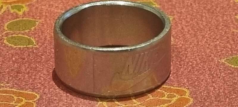 Nike Swoosh Ring Stainless Steel Mens Large Size S 19 mm internal diameter . Band width 9 mm. 7.4 g