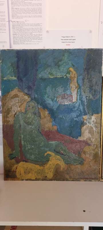 Peggy Delport. ORIGINAL OIL. Two women and a goat