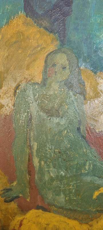 Peggy Delport. ORIGINAL OIL. Two women and a goat