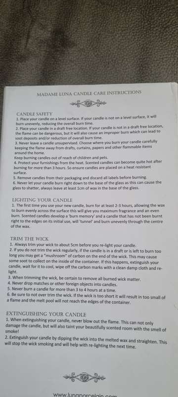 Candle Care Set . Madame Luna. BRAND NEW UNUSED IN BOX!