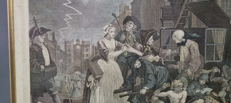 William Hogarth Original 1763 engraving! THE ARREST, RAKES PROGRESS