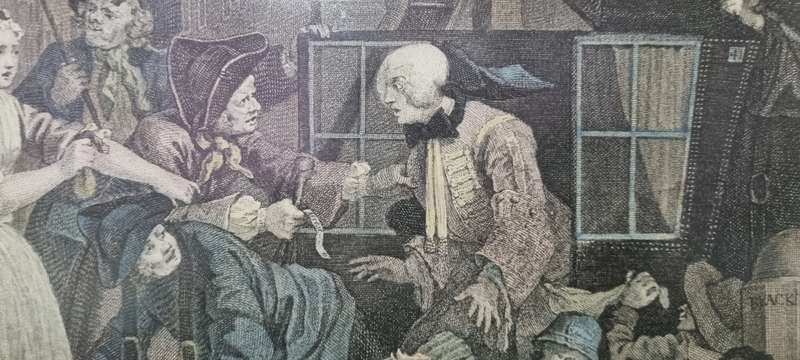 William Hogarth Original 1763 engraving! THE ARREST, RAKES PROGRESS