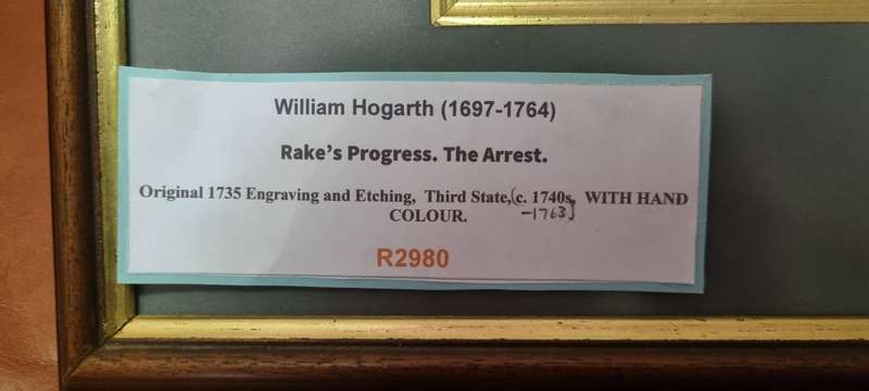 William Hogarth Original 1763 engraving! THE ARREST, RAKES PROGRESS