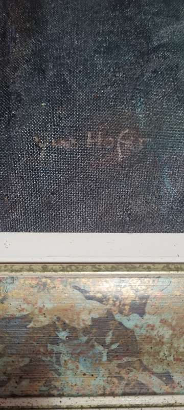 Yve Hofer. ORIGINAL OIL FRAMED. In the Studio